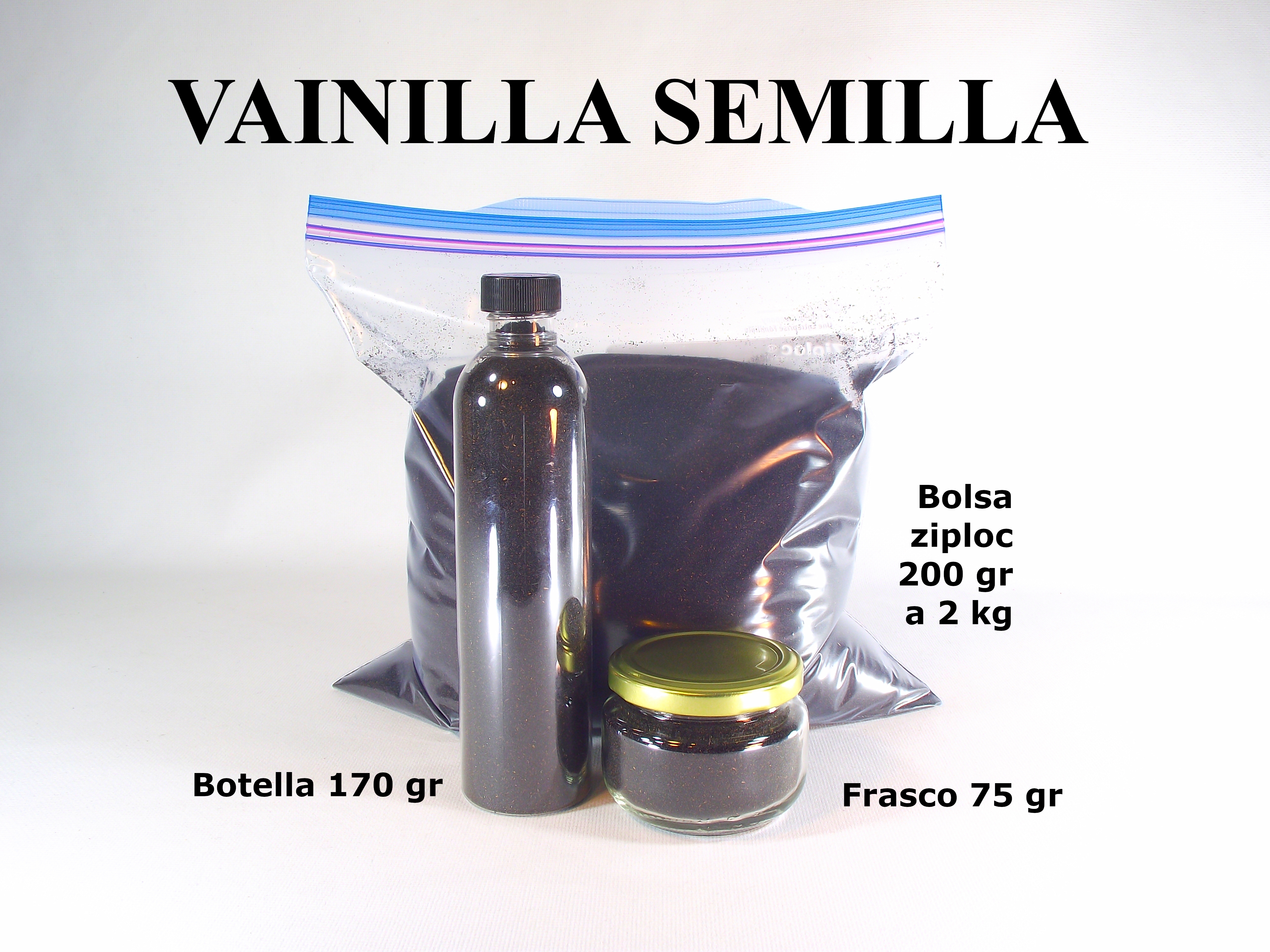 Semilla de vainilla orgánica a granel en frasco Verdesazón