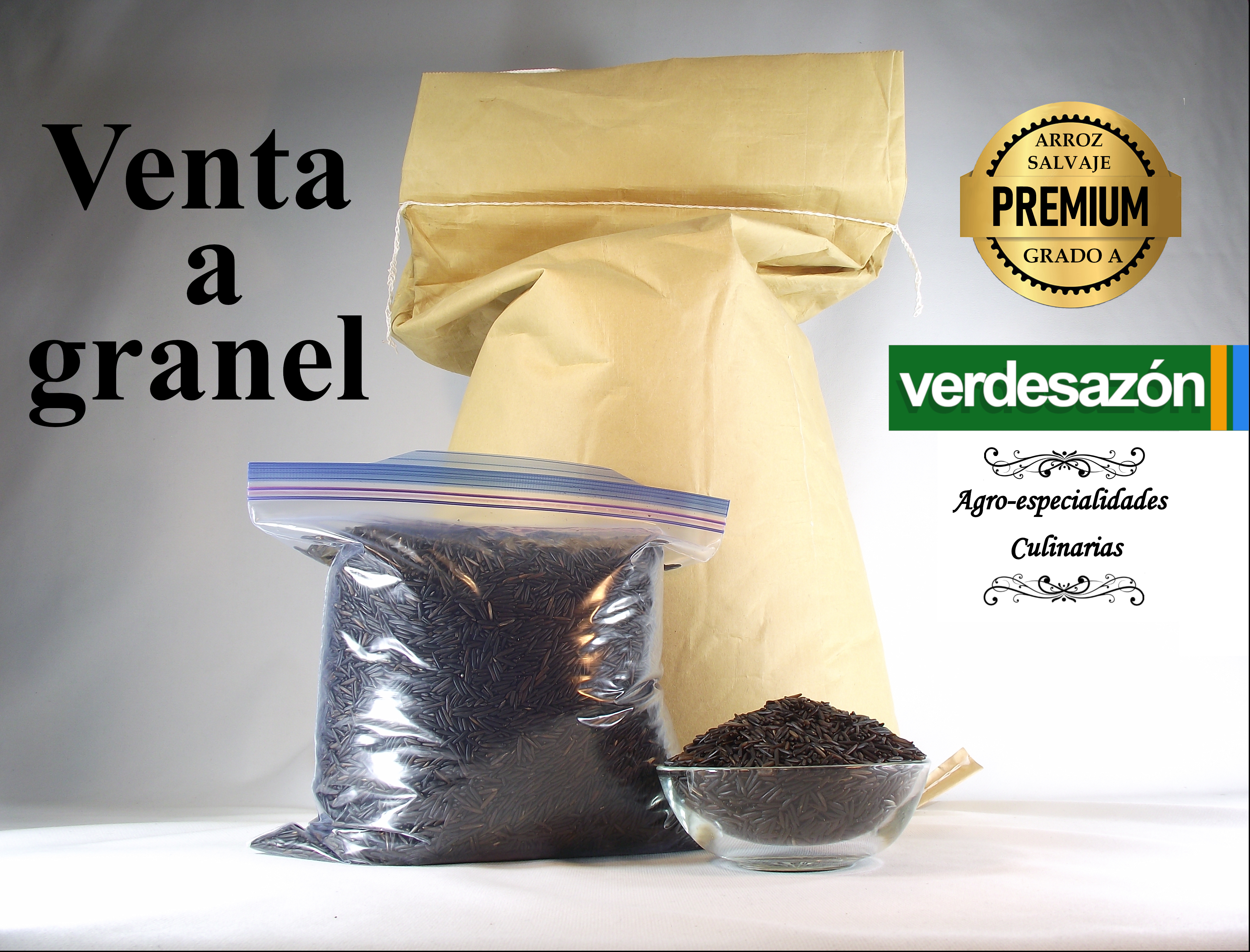 Arroz salvaje a granel en bodega Verdesazón