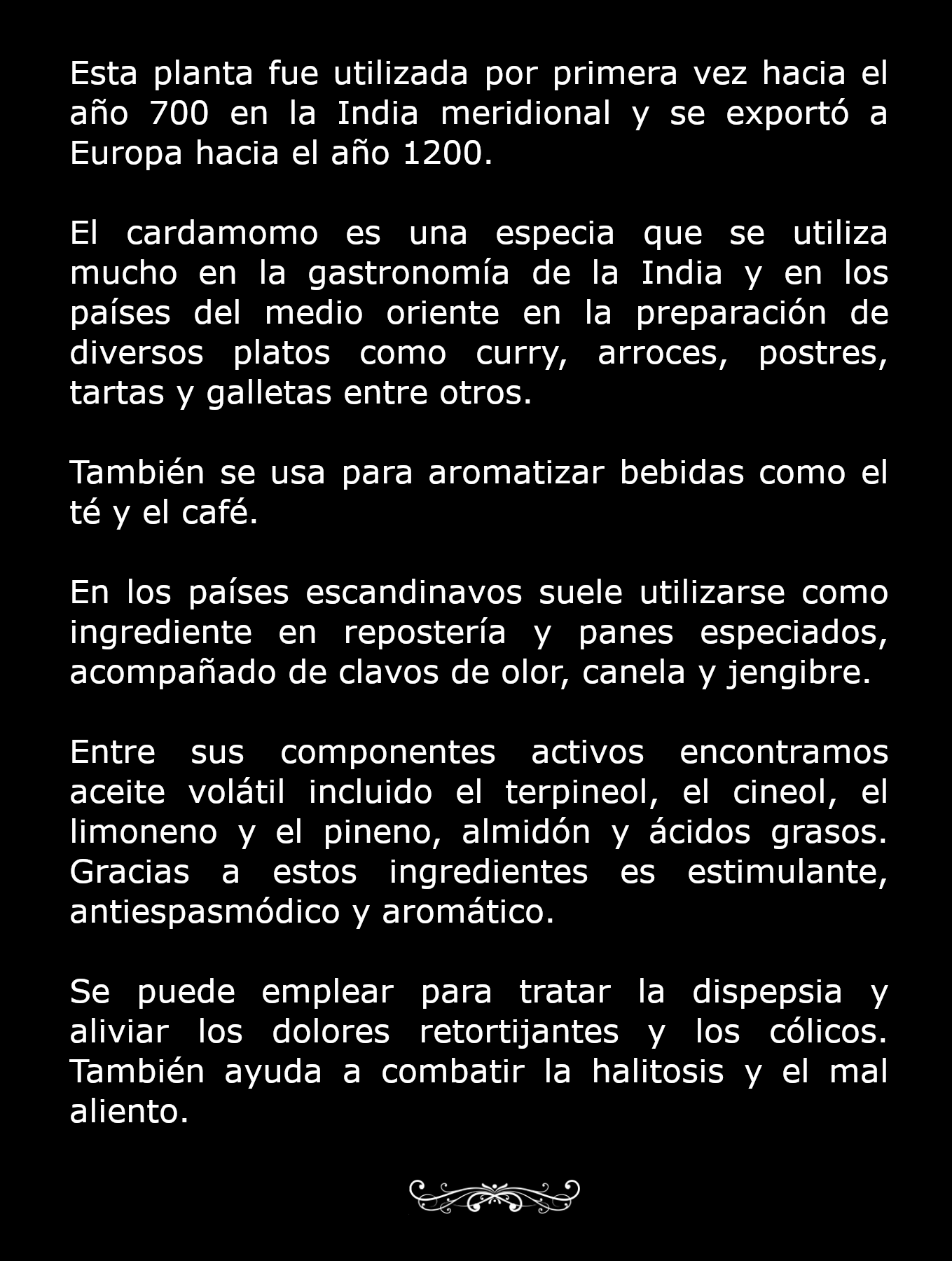 Descripción y características del cardamomo orgánico Verdesazón